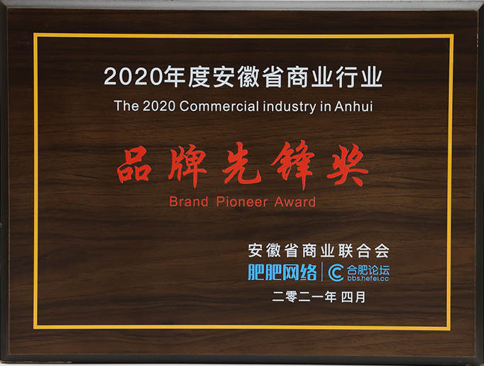 2020年度安徽省商业行业 品牌先锋奖